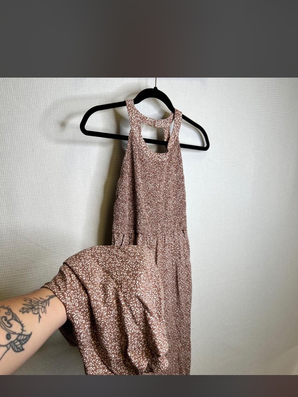 Sleeveless Brown Printed Jumpsuit